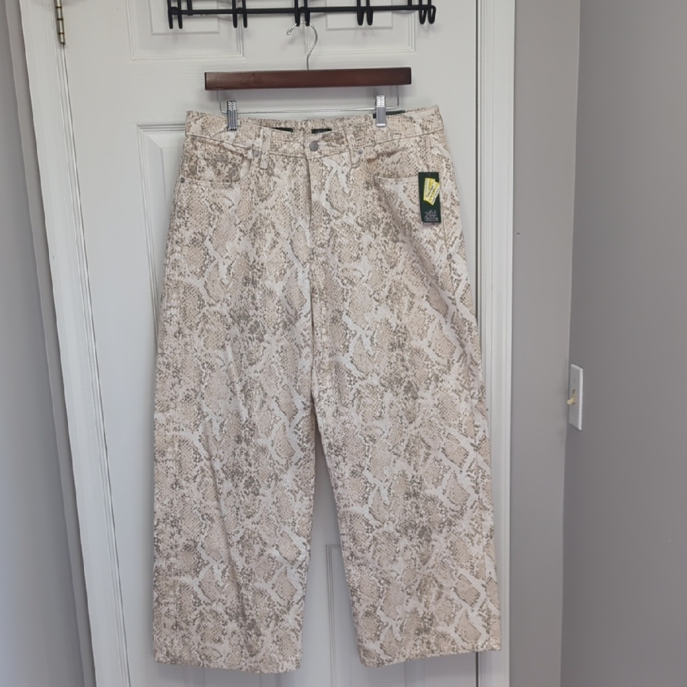 Target Beige Snake Print Wide Leg Jeans